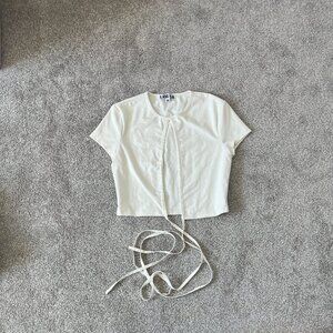 I.AM.GIA Ivory Tie-Front Crop Top